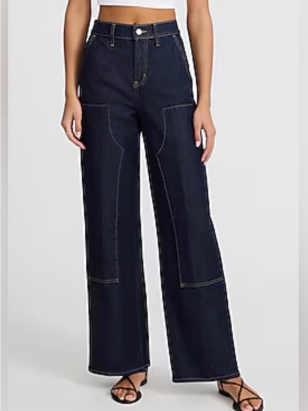 NWT Express stylish navy dark wash wide leg carpenter jeans.